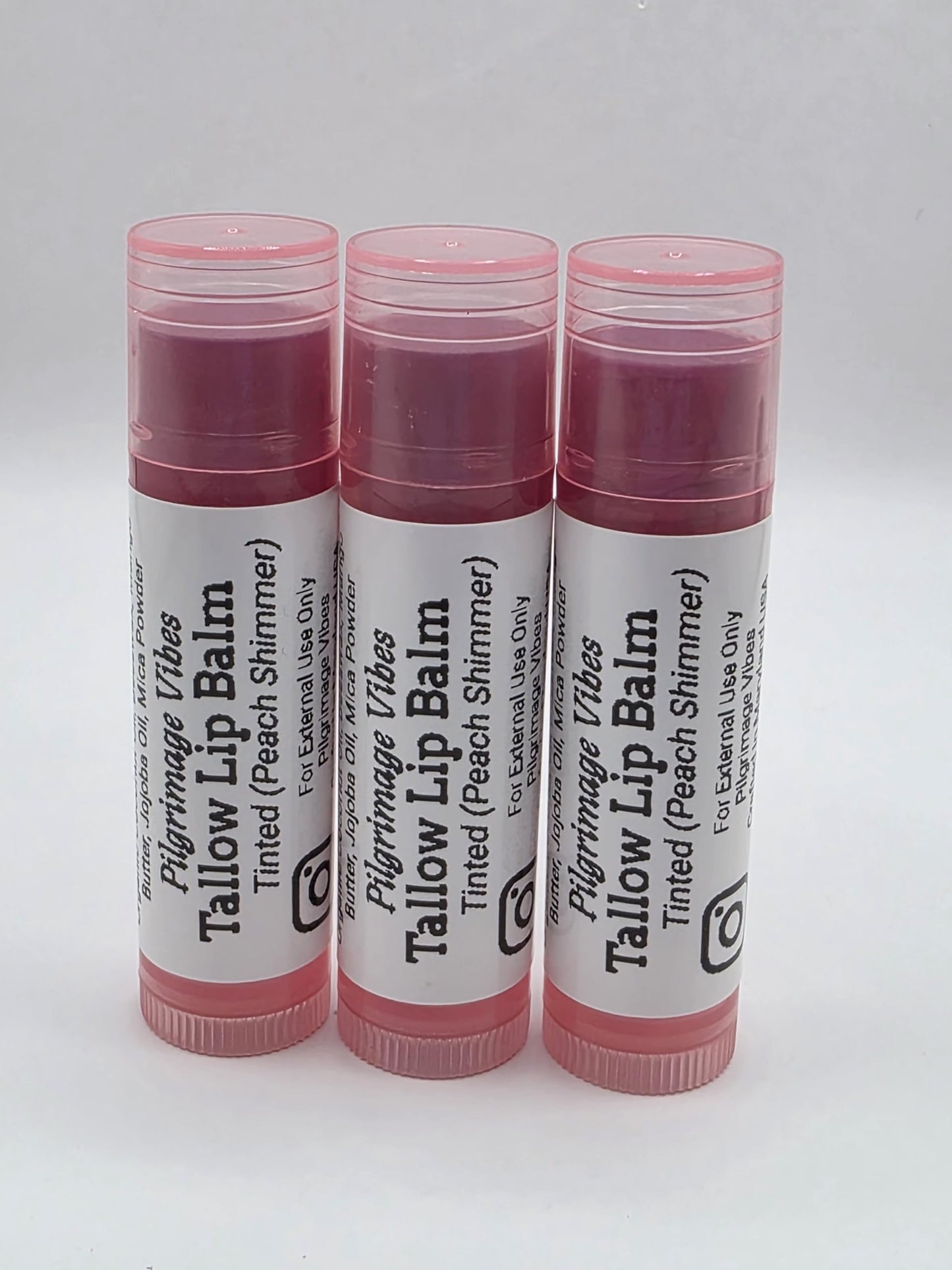 Tallow Lip Balm (3 Pack) (Tinted Peach Shimmer) Handmade Grass Fed Beef Tallow Lip Balm with Nourishing Oils Beauty and Personal Care Pilgrimage Vibes