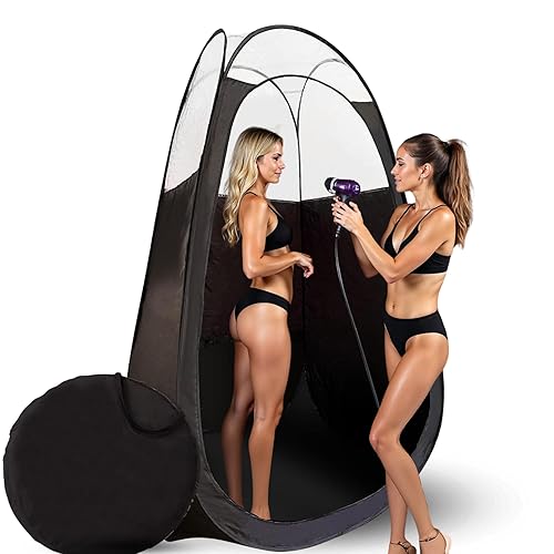 KobbTan Large Deluxe Spray Tan Tent - Pop Up Tent Portable Tanning Booth with Carry Case - Clear Window for Perfect Spray Tanning - Extraction Fan Beauty & Personal Care KOBBTAN