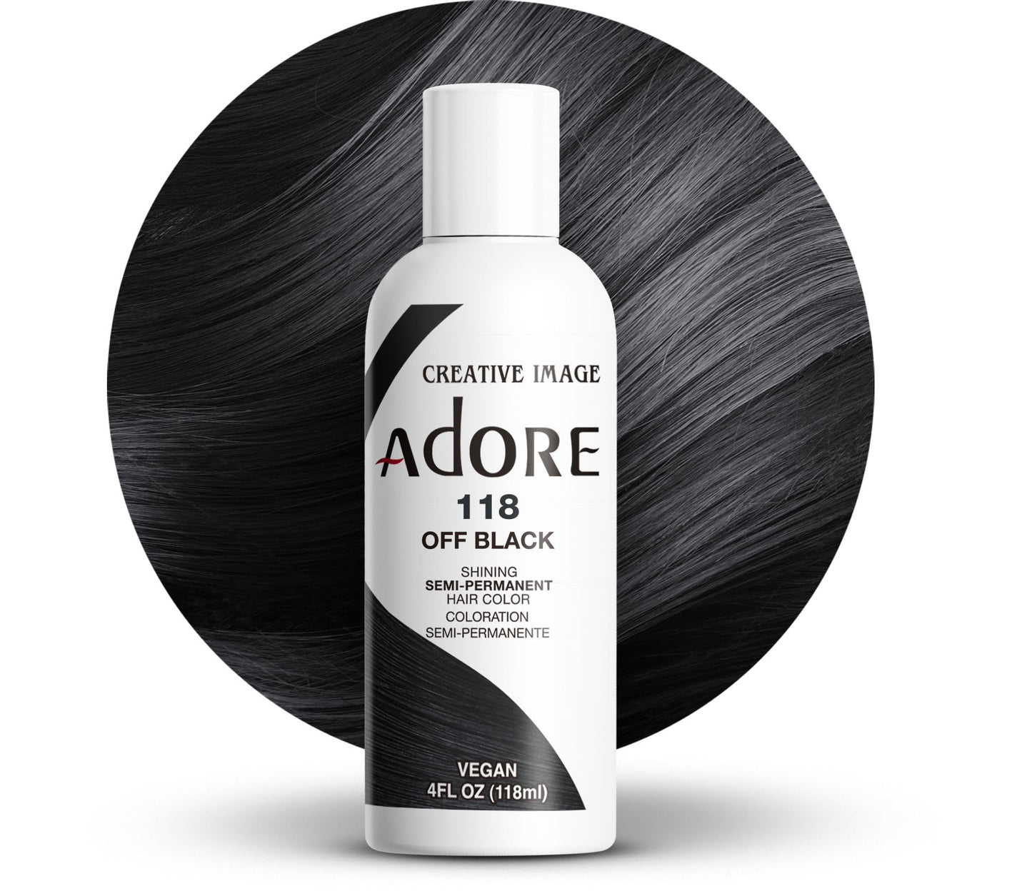 Adore Semi Permanent Hair Color (118 Off Black) | Vegan & Cruelty-Free Black Hair Dye | No Ammonia, No Peroxide, No Alcohol | 4 Fl Oz Beauty & Personal Care Adore