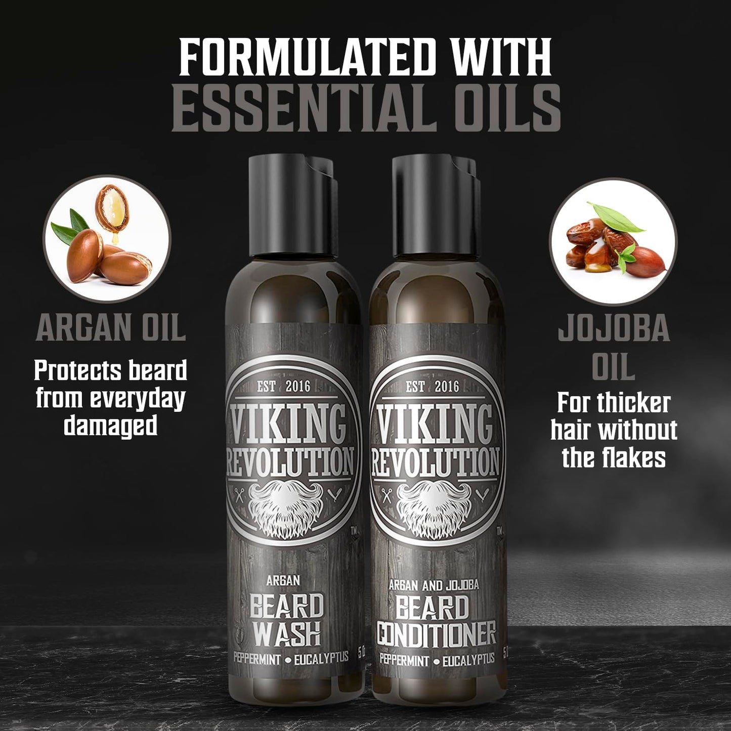 Viking Revolution Ultimate Conditioner for Men's Beard Grooming - Softens, Smoothes and Soothes Beard Itch- Contains Wash, Conditioner, Beard Oil Beauty & Personal Care Viking Revolution