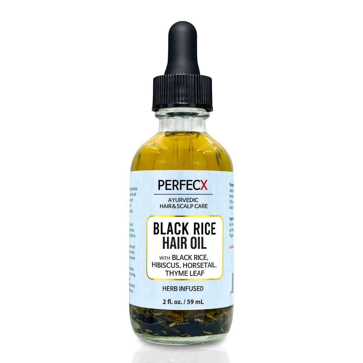 PERFECX - Black Rice Hair Oil 2 fl oz - for Scalp Treatment - 48 hours Herbal Infused Ayurvedic Natural Ingredients - Hair Strengthening and Growth