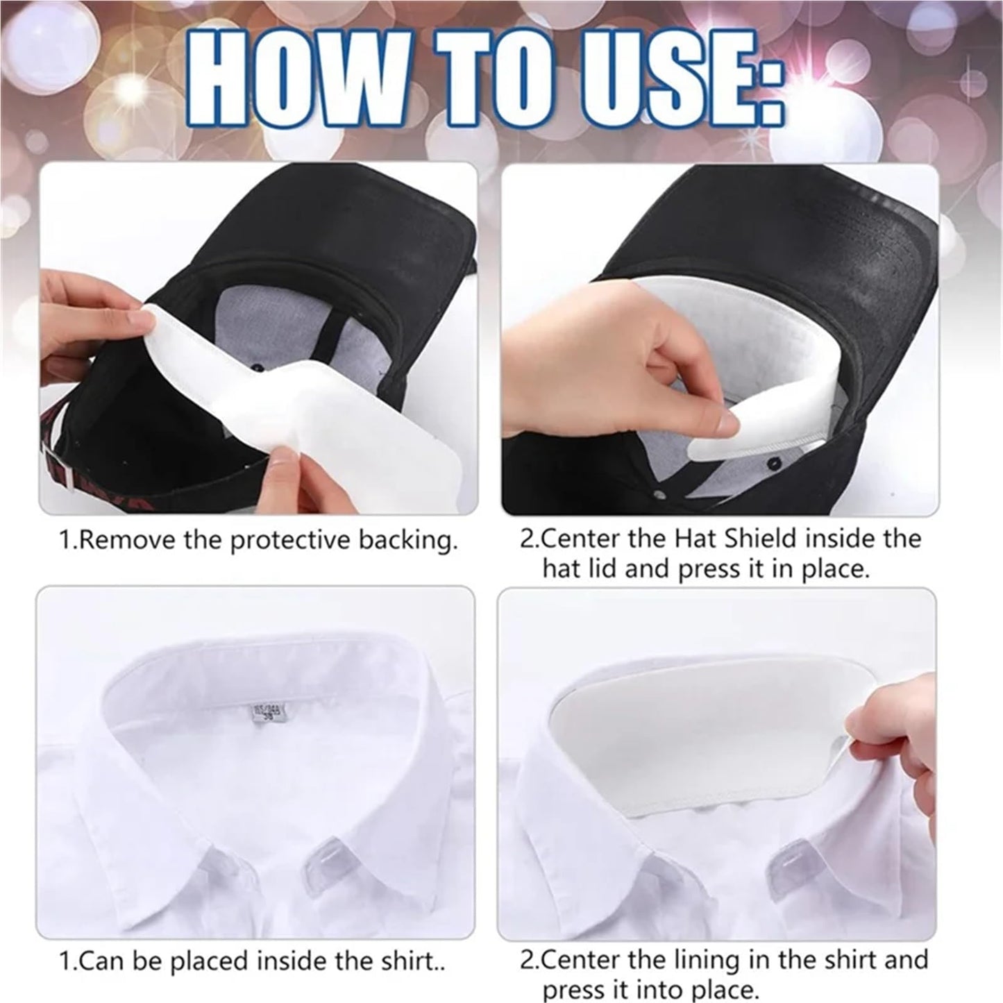 Cyyaog Collar Protectors for Shirts 200pcs Hat Sweat Liner Golf Absorbent Pad Odor Soft Protector Disposable Hard Sweatband Beauty and Personal Care Cyyaog