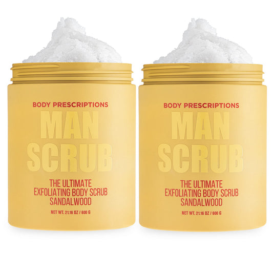 Body Prescriptions Men’s Exfoliating Body Scrub - Ultimate Skin Cleansing Wash in Jar with Twist-Top Lid, For All Skin Types, 21 Ounce (Pack of 2) Beauty & Personal Care Body Prescriptions