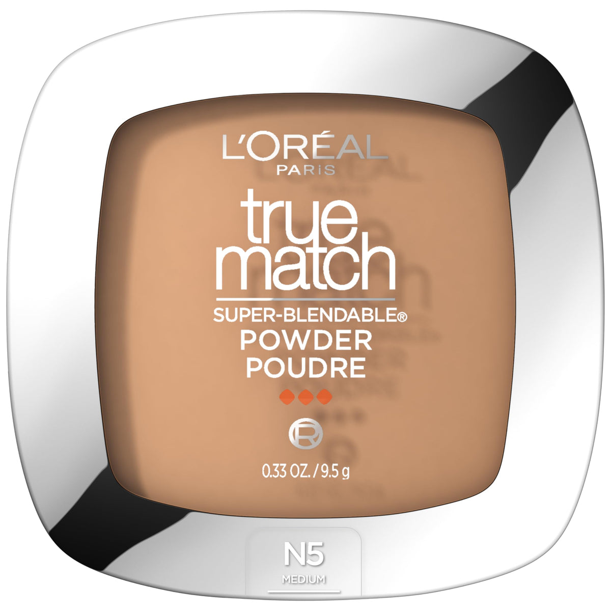 L'Oréal Paris True Match Super Blendable Powder Foundation for Mature Skin, Natural Finish, Oil-Free, N5 Medium, Lightweight Buildable Coverage, 0.33