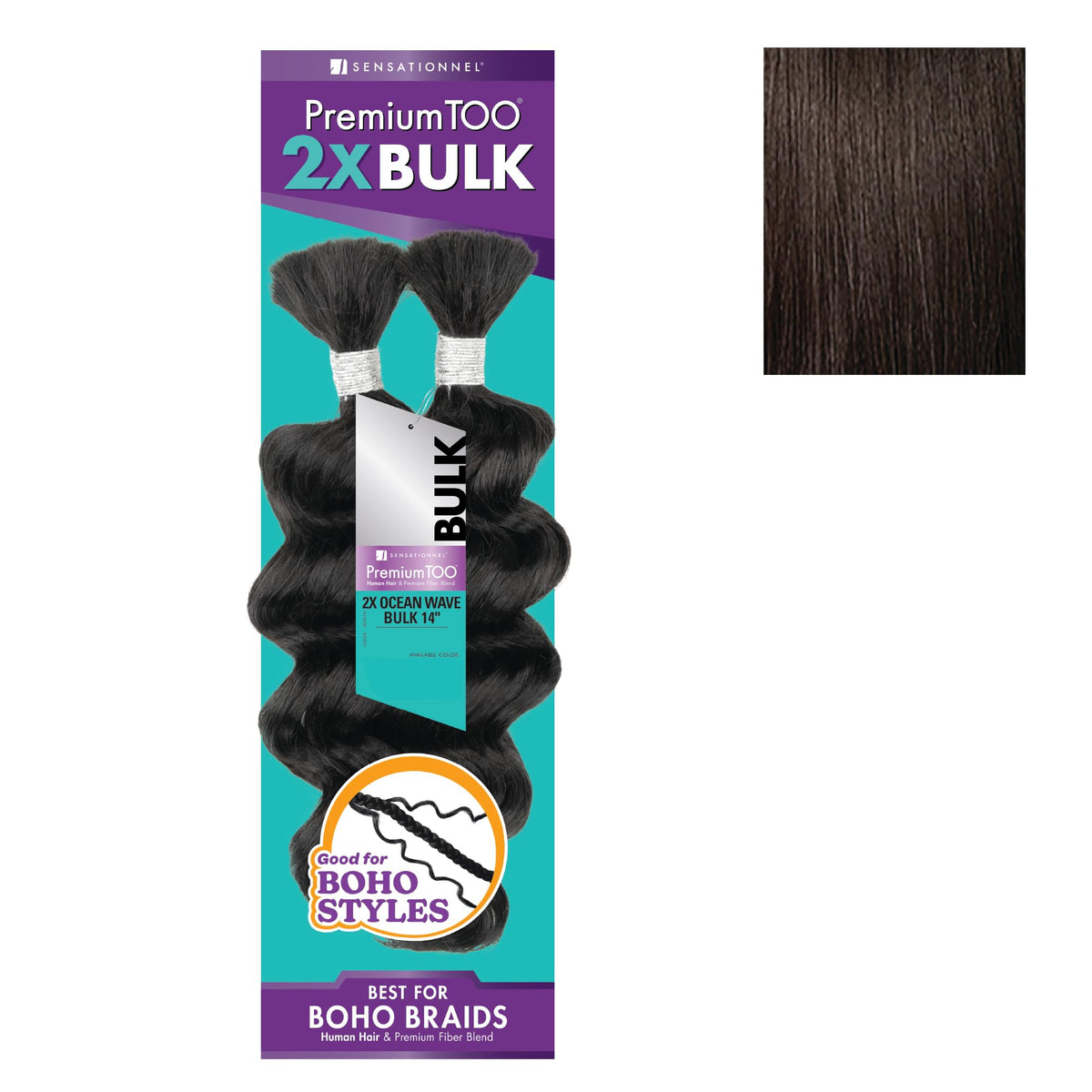 Sensationnel PremiumToo Bulk Weaving-2X Ocean Wave,1pk 14in, 2 DARKBROWN