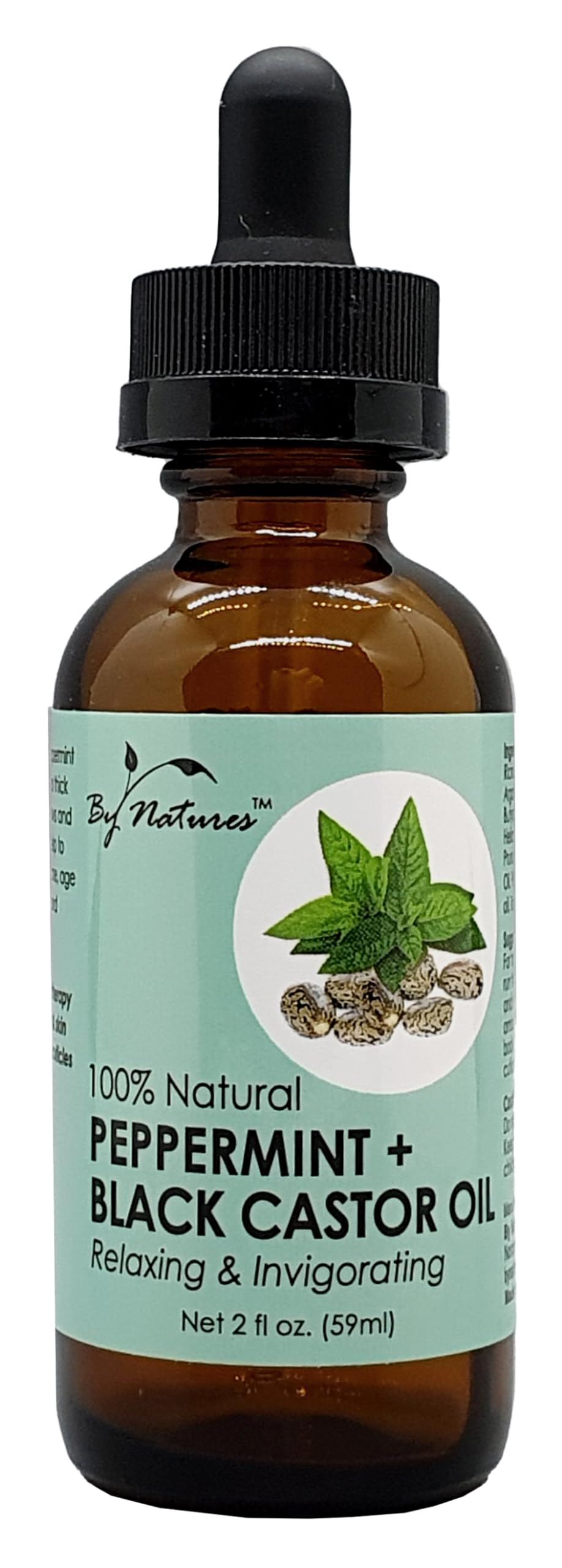 By Natures 100% Natural Peppermint + Black Castor Oil 2.0 Fl Oz (Pack of 1)