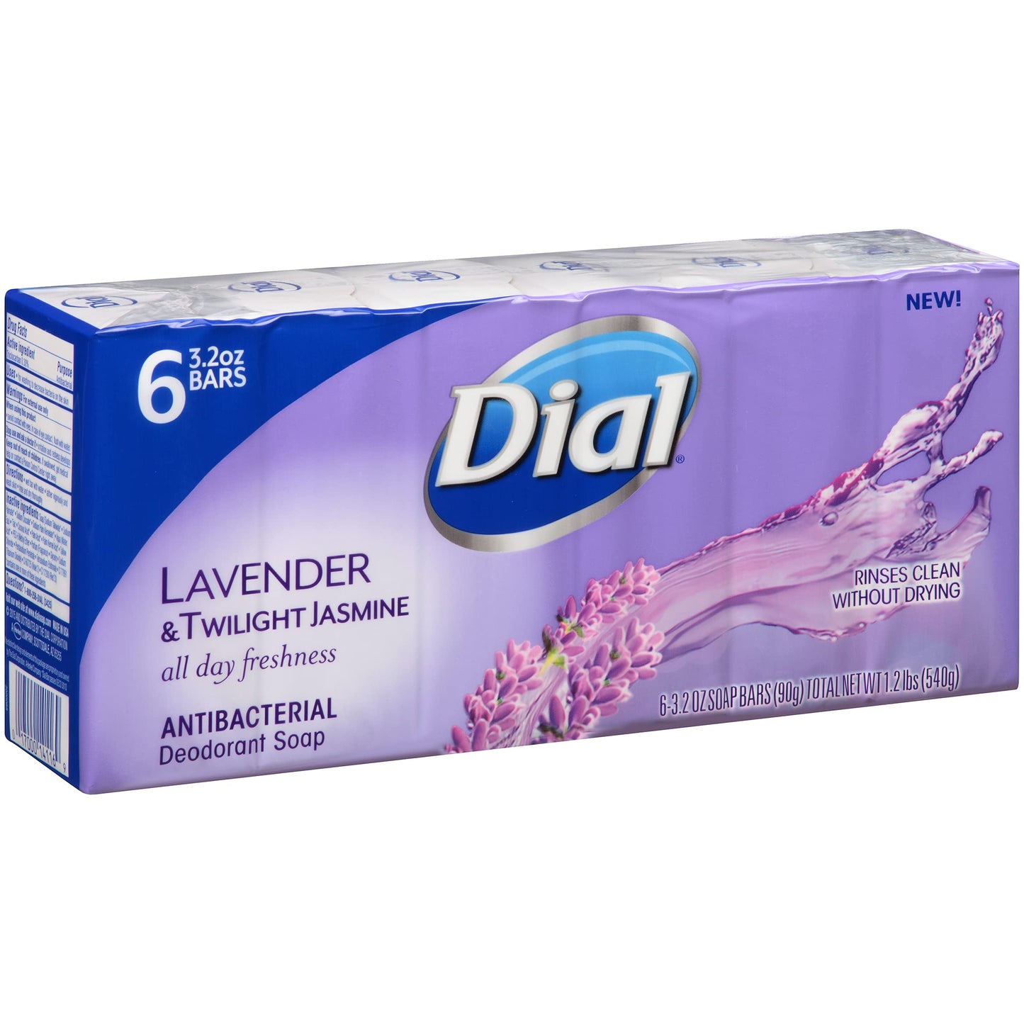 Dial Antibacterial Deodorant Bar Soap, Lavender & Twilight Jasmine, 6 Bars - 3.2 Oz Each Beauty & Personal Care Dial