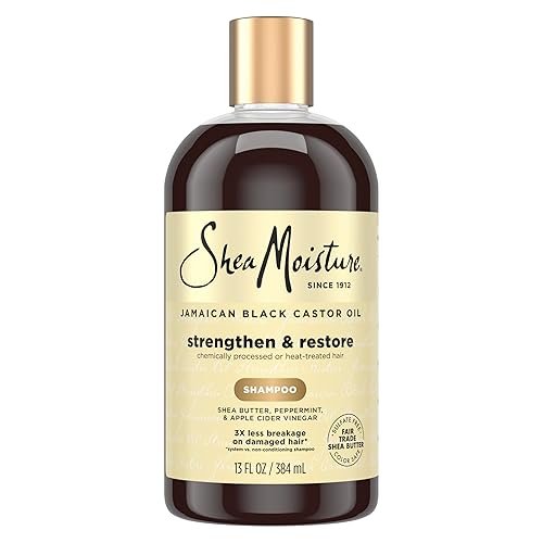 SheaMoisture Strengthen and Restore Shampoo Pure Jamaican Black Castor Oil for Damaged Hair To Cleanse and Nourish Hair 13 oz Beauty & Personal Care SheaMoisture