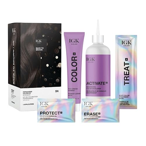 IGK Permanent Hair Color Kit | 5N Back To Brown Natural Brown | Salon-Quality Permanent Hair Dye | 100% Gray Hair Coverage | Ammonia-Free Color Beauty & Personal Care IGK