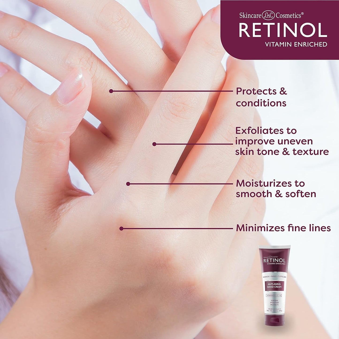 Retinol Anti-Aging Hand Cream - The Original Retinol Brand For Younger Looking Hands -Rich, Velvety Conditions & Protects Skin, Nails & Cuticles Beauty & Personal Care Retinol