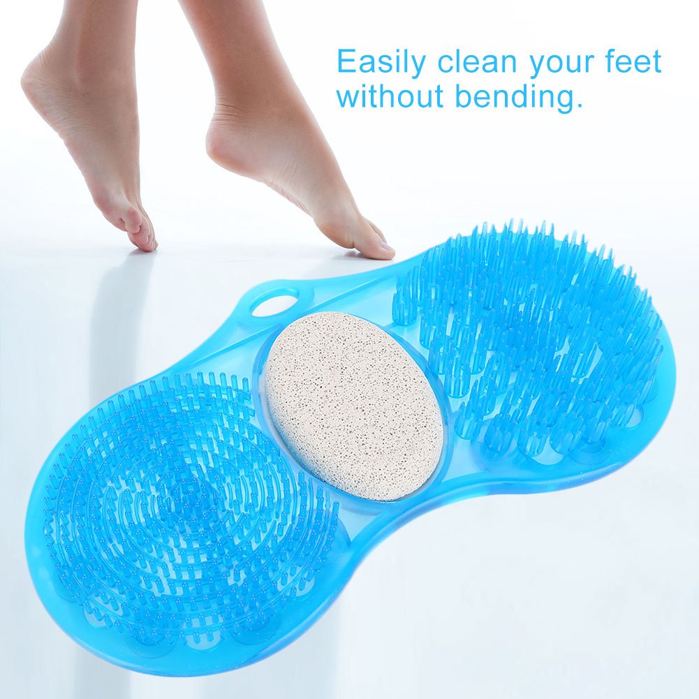 Yosoo Health Gear Shower Foot Massage Mat, Blue Silicone Foot Massage Cleaner with Pumice Stone and Dual Massage Brushes Beauty and Personal Care Yosoo Health Gear