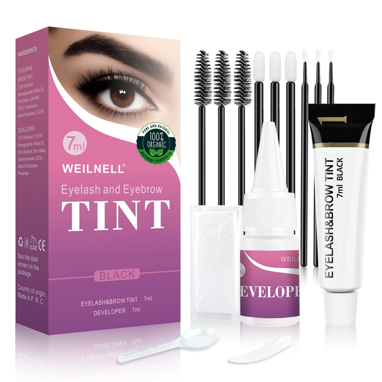 WEILNELL Eyelash & Eyebrow Color Kit, Professional Instant Black Lash & Brow Color Kit, Eye Lash & Eye brow Coloring Set with Natural Bushy Results Beauty and Personal Care WEILNELL
