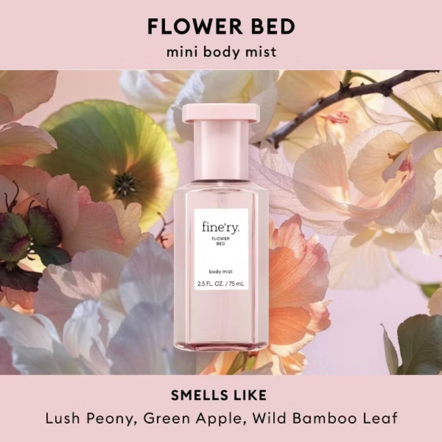 Fine'ry Flower Bed Peony Apple Mini Hair + Body Mist Floral Fragrance Spray for Women & Girls - Fresh Green Apple, Blooming Jasmine, Travel Size Beauty & Personal Care Fine'ry