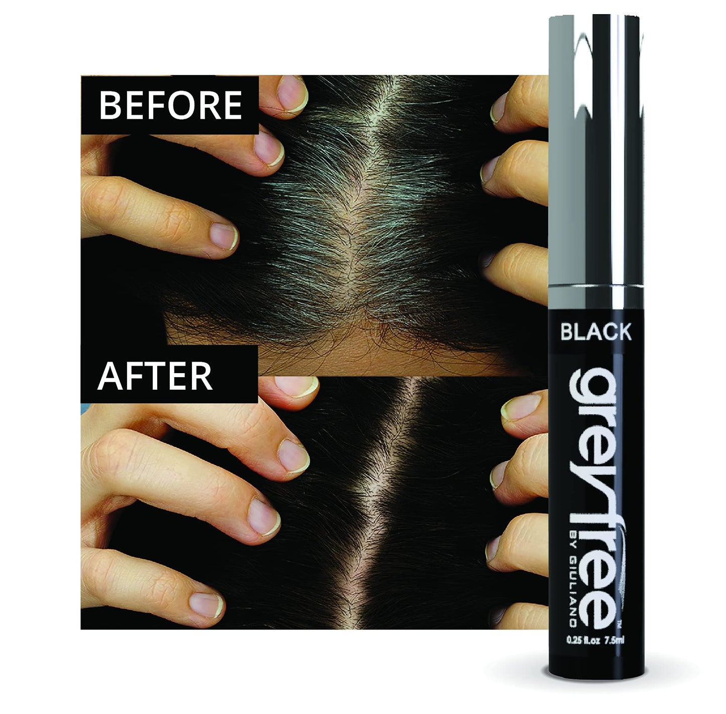 Greyfree Hair Mascara Root Touch-Up for Gray Hair | Precision Hairline Concealer for Brows & Beard | 2 Pack (BLACK/NOIR) Beauty & Personal Care Greyfree