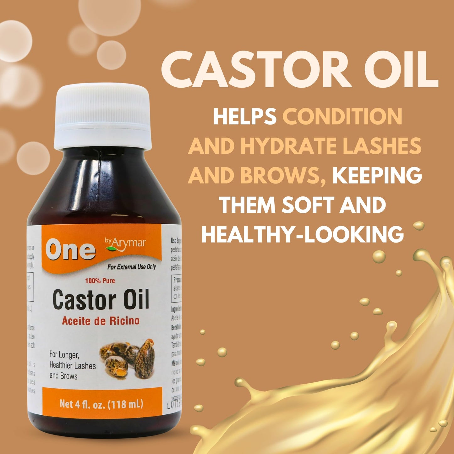 Arymar Castor Oil Aceite de Ricino Made in USA 100% Pure 4 fl oz 118 ml One (4 fl oz) Beauty & Personal Care Arymar