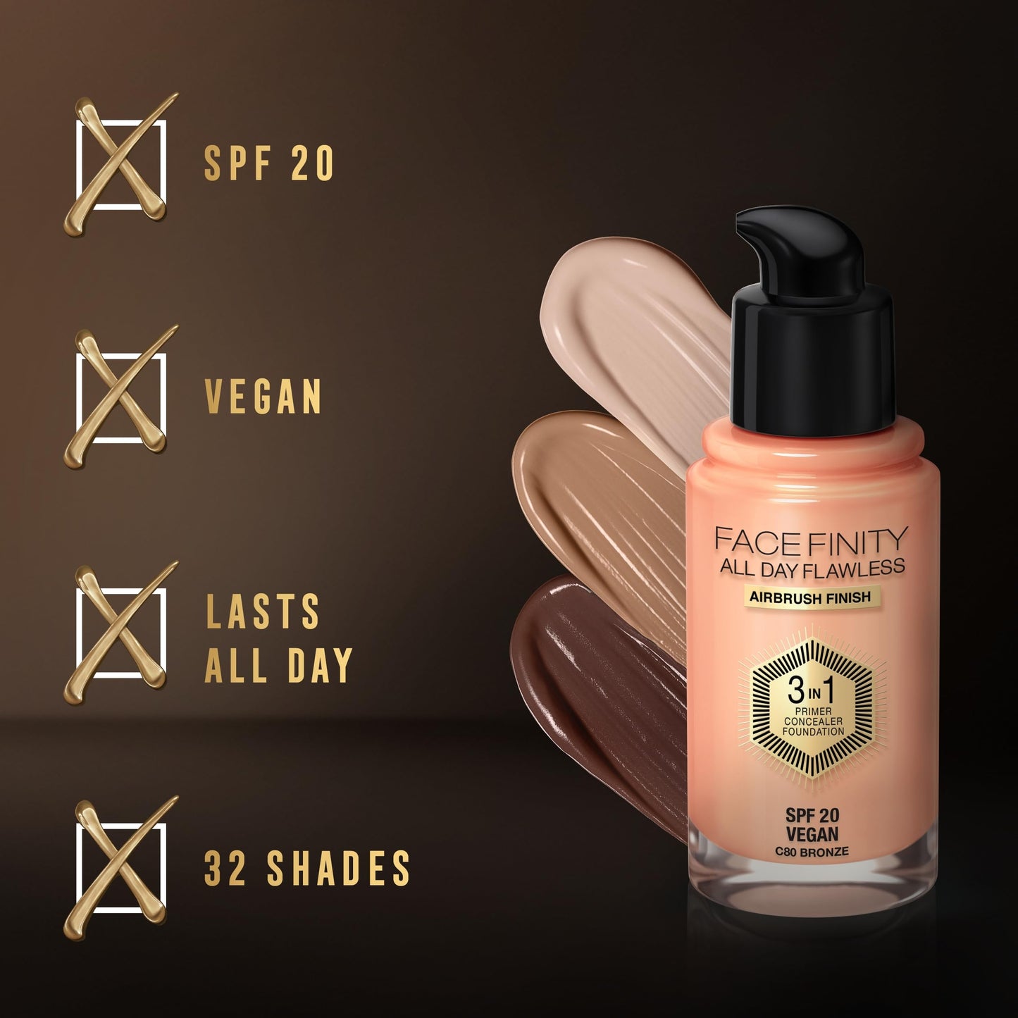 Max Factor Facefinity All Day Flawless 3 In 1 Foundation SPF 20, No. 55 Beige Beauty & Personal Care Max Factor