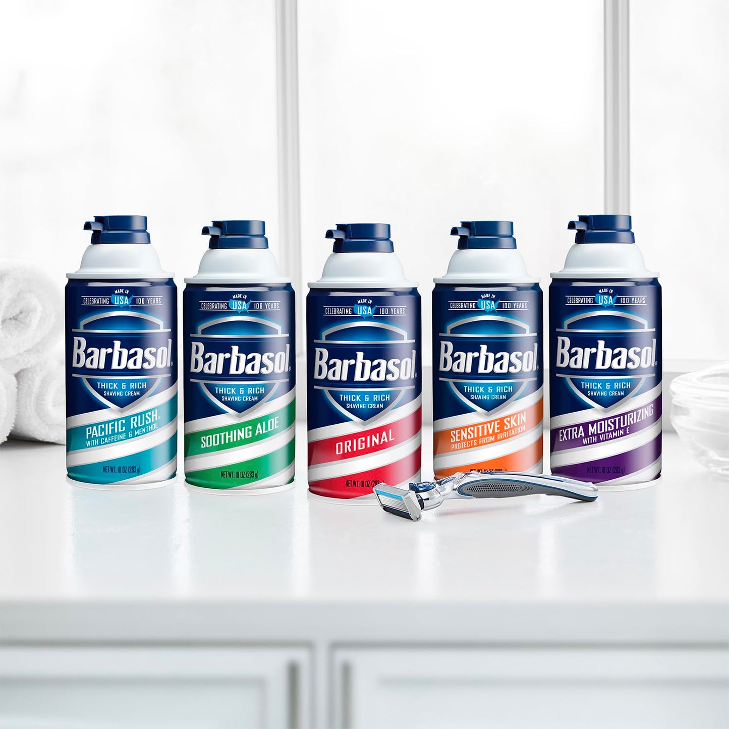 Barbasol Original Thick & Rich Shaving Cream - Shaving Foam for All Skin Types, Thick Instant Lather Protects Skin, Non-Greasy, USA Made, Fresh Scent Beauty and Personal Care Barbasol