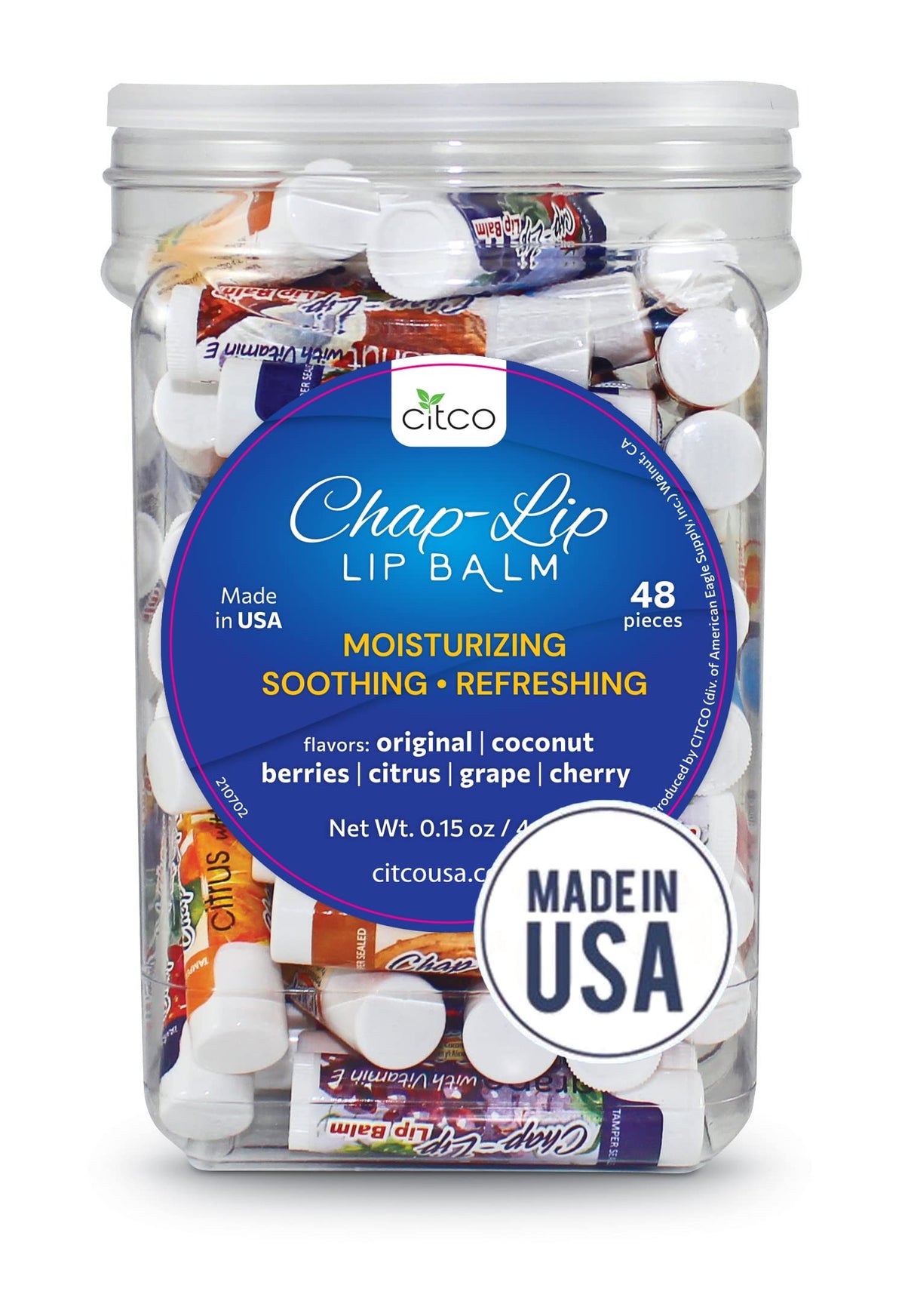 Chap-Lip Lip Balm Vitamin E with Coconut Oil - Lip Moisturizer Treatment - Moisturizing, Soothing, & Refreshing, Total Hydration Treatment & Lip Beauty & Personal Care Chap-Lip Lip Balm