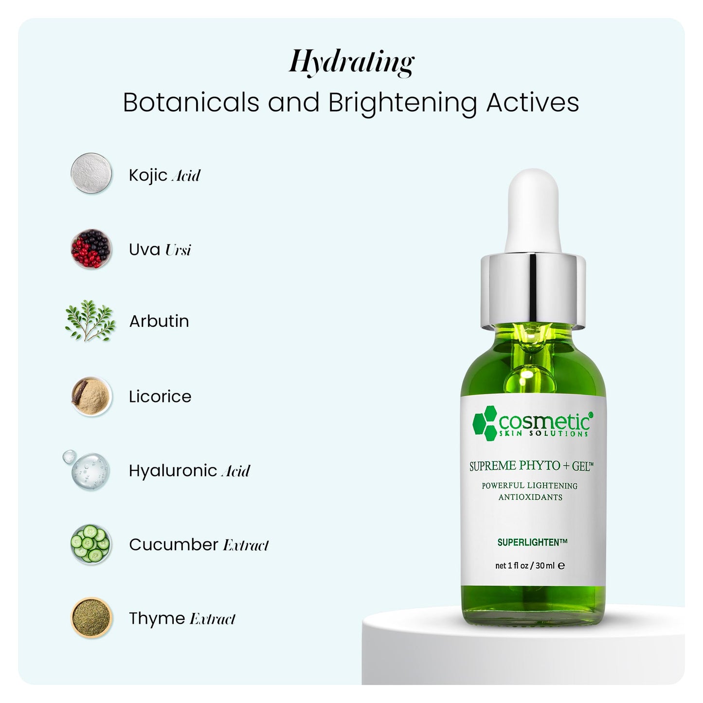 Supreme Phyto + Gel, Refreshing Botanical Antioxidant Serum with Hyaluronic Acid, Kojic Acid & Arbutin, Hydrating Facial Gel for Radiant & Nourished Beauty & Personal Care Cosmetic Skin Solutions