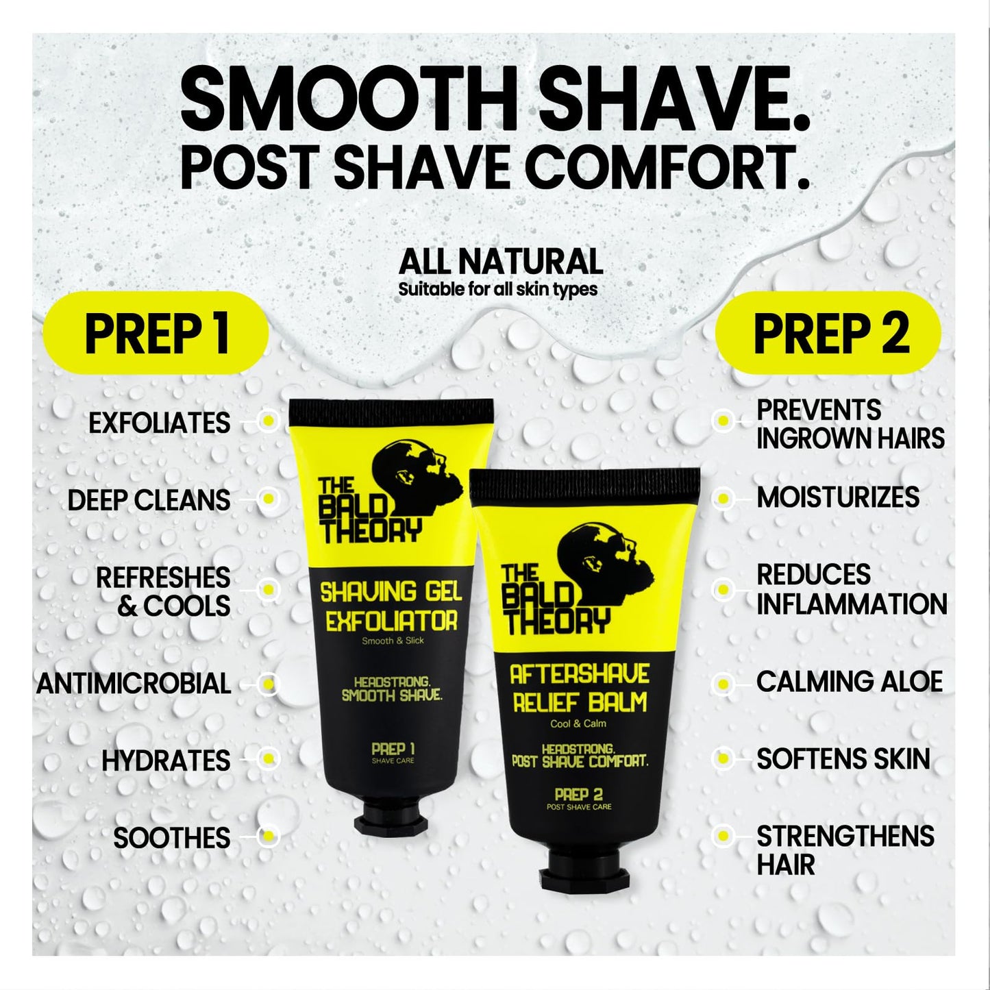 The Bald Theory Men’s Premium Shave Kit - Complete Shaving Gel & Aftershave Balm Duo with Aloe, Hyaluronic Acid & Tea Tree Oil Beauty and Personal Care The Bald Theory
