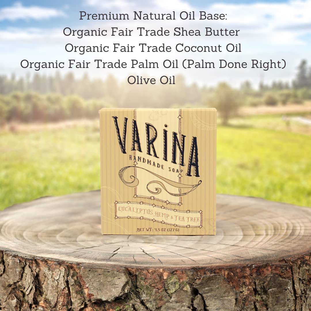 Varina Organic Eucalyptus Hemp & Tea Tree Bar Soap - Gentle Cleansing for Sensitive Skin, Herbal and Mint - 3 Pack Beauty & Personal Care Varina