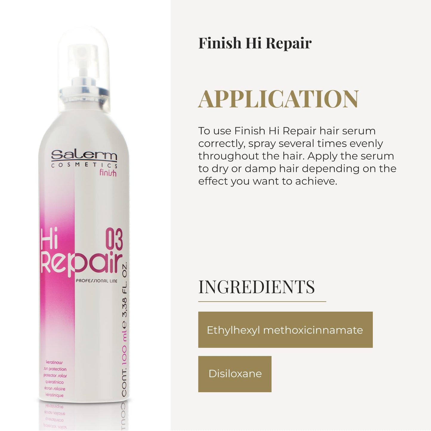 SALERM - Texturizing Hair Serum - Finish Hi Repair - 100 ml - For Damaged Hair - Rejuvenates and Repairs Hair - Softer and Shinier Hair - Immediate Beauty & Personal Care SALERM