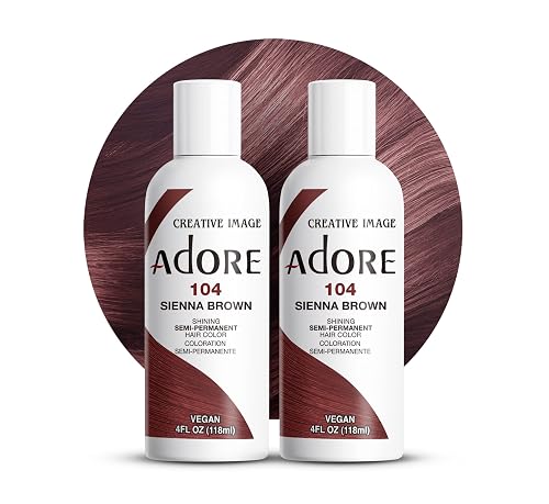 Adore Semi Permanent Hair Color (104 Sienna Brown) (2 Pack) | Vegan & Cruelty-Free Brown Hair Dye | No Ammonia, No Peroxide, No Alcohol | 4 Fl Oz Beauty & Personal Care Adore