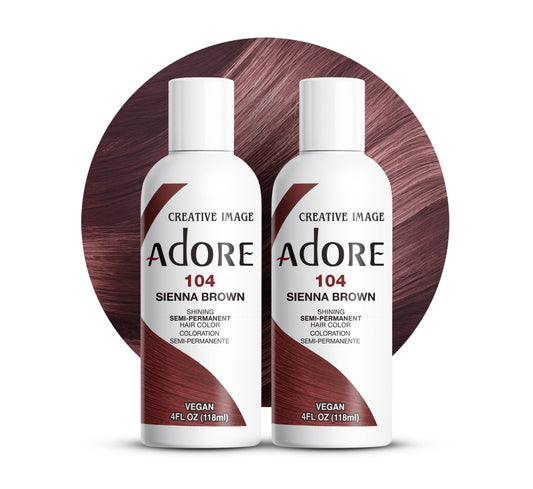 Adore Semi Permanent Hair Color (104 Sienna Brown) (2 Pack) | Vegan & Cruelty-Free Brown Hair Dye | No Ammonia, No Peroxide, No Alcohol | 4 Fl Oz Beauty & Personal Care Adore