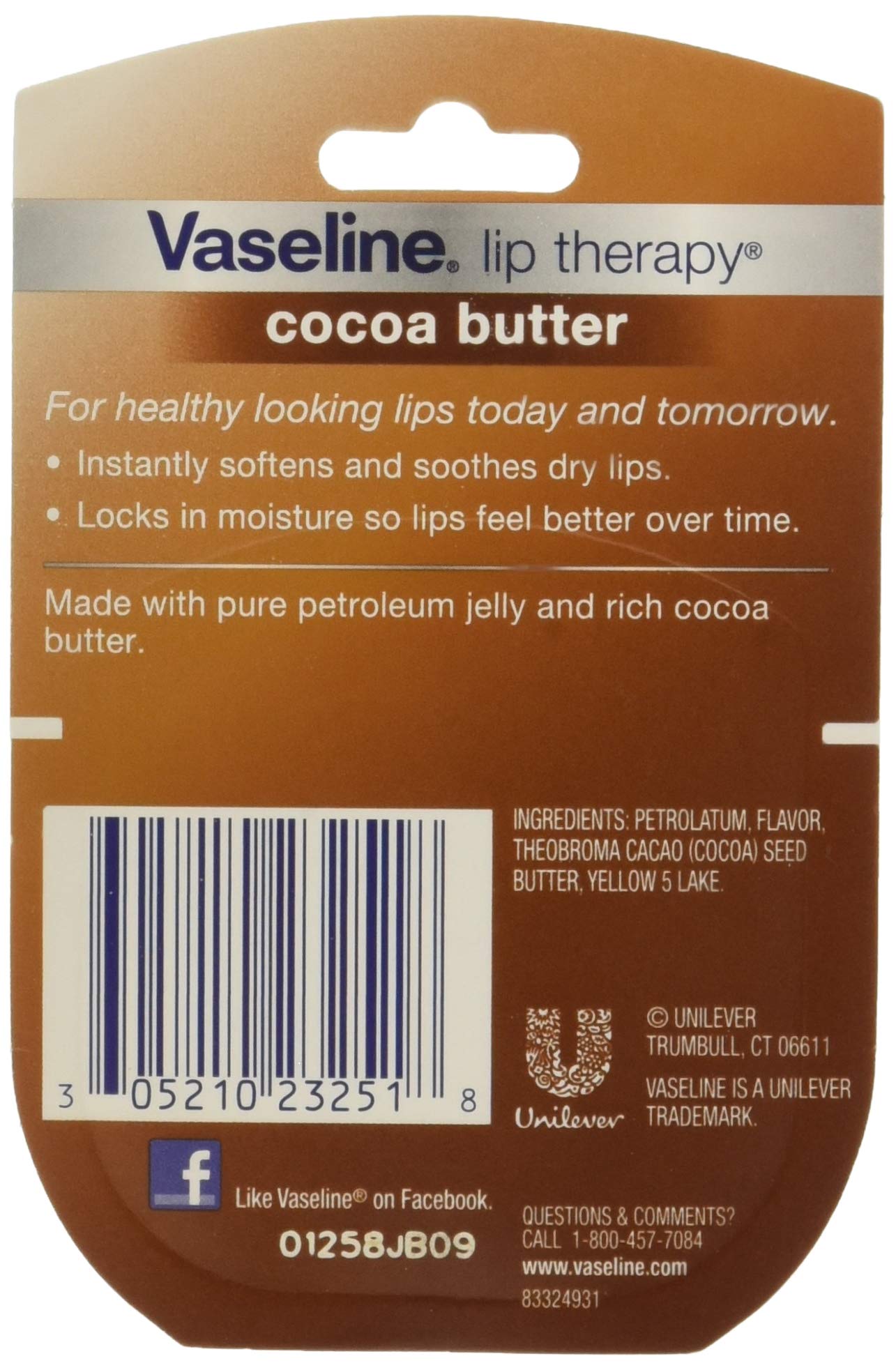 Vaseline Lip Therapy Cocoa Butter, .25 oz (Pack of 10) Beauty and Personal Care Vaseline