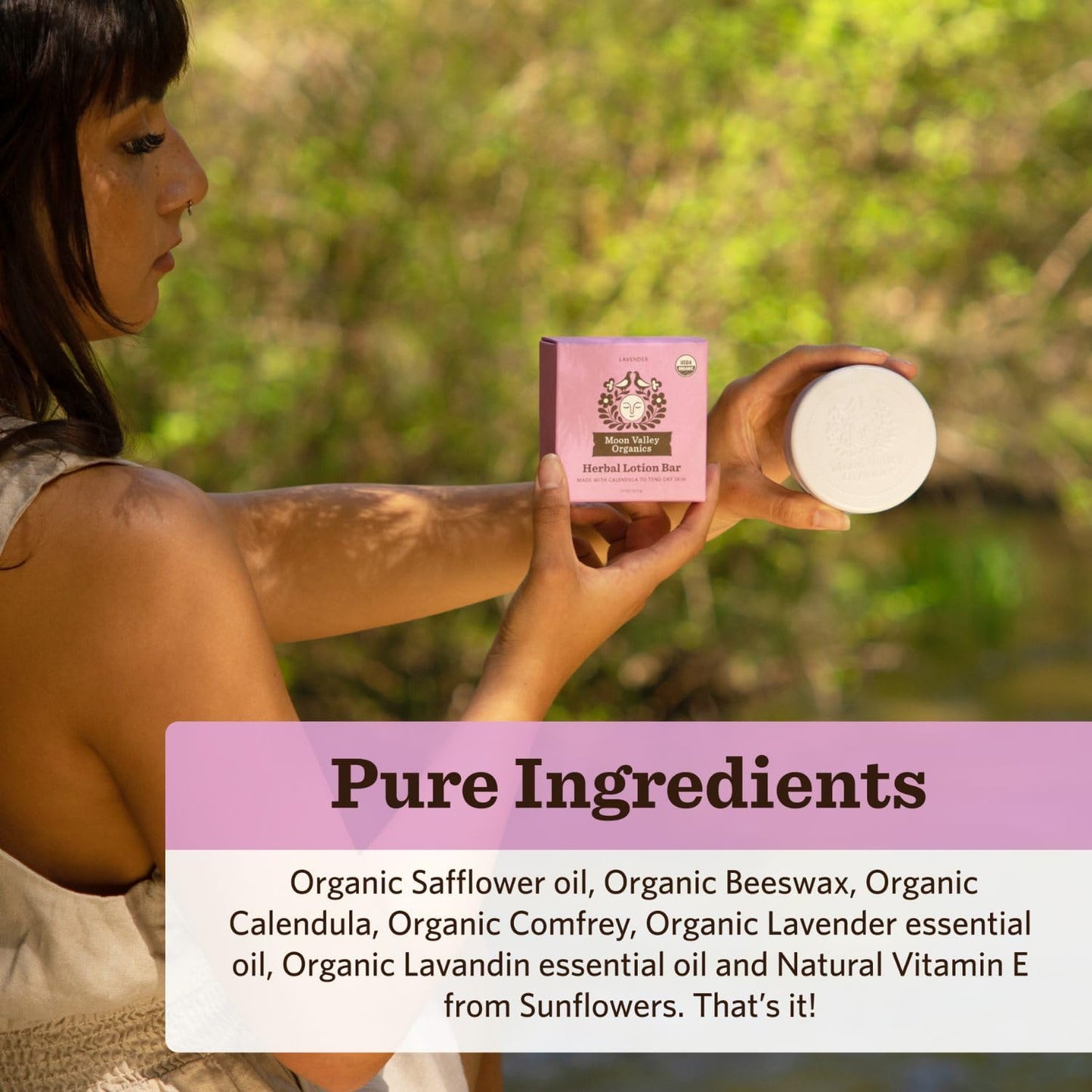 Moon Valley Organics Herbal Lotion Bar in Lavender, Moon Melt Bar, Calendula and Comfrey, Beeswax, Heal and Restore Chapped Skin, Soothing Beauty & Personal Care Moon Valley Organics