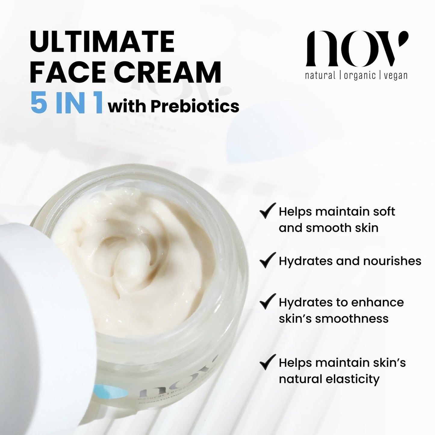 NOV Ultimate Face Cream - Face Moisturizer for Collagen Boost - Anti Aging Moisturizer Cream for Firming, Hydrating, Replenishing Skin - 1.69 oz Beauty & Personal Care NOV natural organic vegan