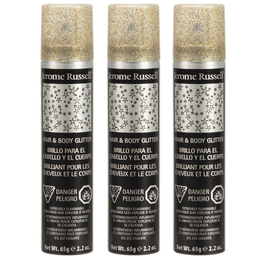 Jerome Russell Temporary Hair and Body Glitter Color Spray, Travel Spray, Lightweight, Adds Sparkly Shimmery Glow, Perfect to use On Hair, Skin, or Beauty & Personal Care Jerome Russell