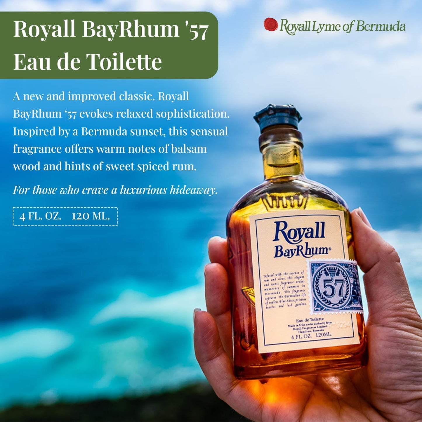 ROYALL BAYRHUM '57, Men's Heritage Eau de Toilette, Classic Bay Rum Fragrance - 4 Fl oz Spray Beauty & Personal Care ROYALL LYME