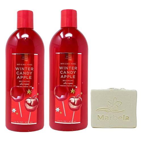 Bath & Body Works Winter Candy Apple 2 Pack Shampoo Bundle with a Natural Oats Bar Soap Beauty & Personal Care Bath & Body Works