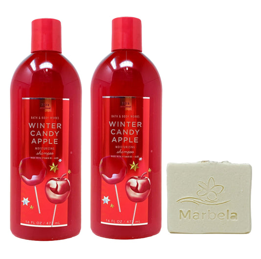 Bath & Body Works Winter Candy Apple 2 Pack Shampoo Bundle with a Natural Oats Bar Soap Beauty & Personal Care Bath & Body Works
