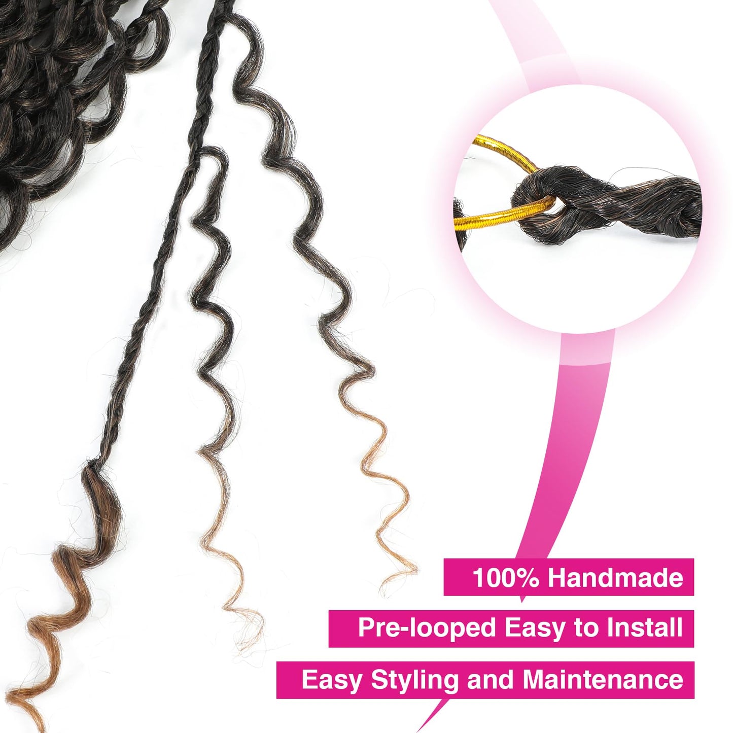 Wodun 14inch Goddess Box Braids Crochet Hair Pre Looped Box-Braids Crochet-Hair with Curly Ends For Black Women Synthetic 3X Bohemian Box Braiding Beauty & Personal Care Wodun