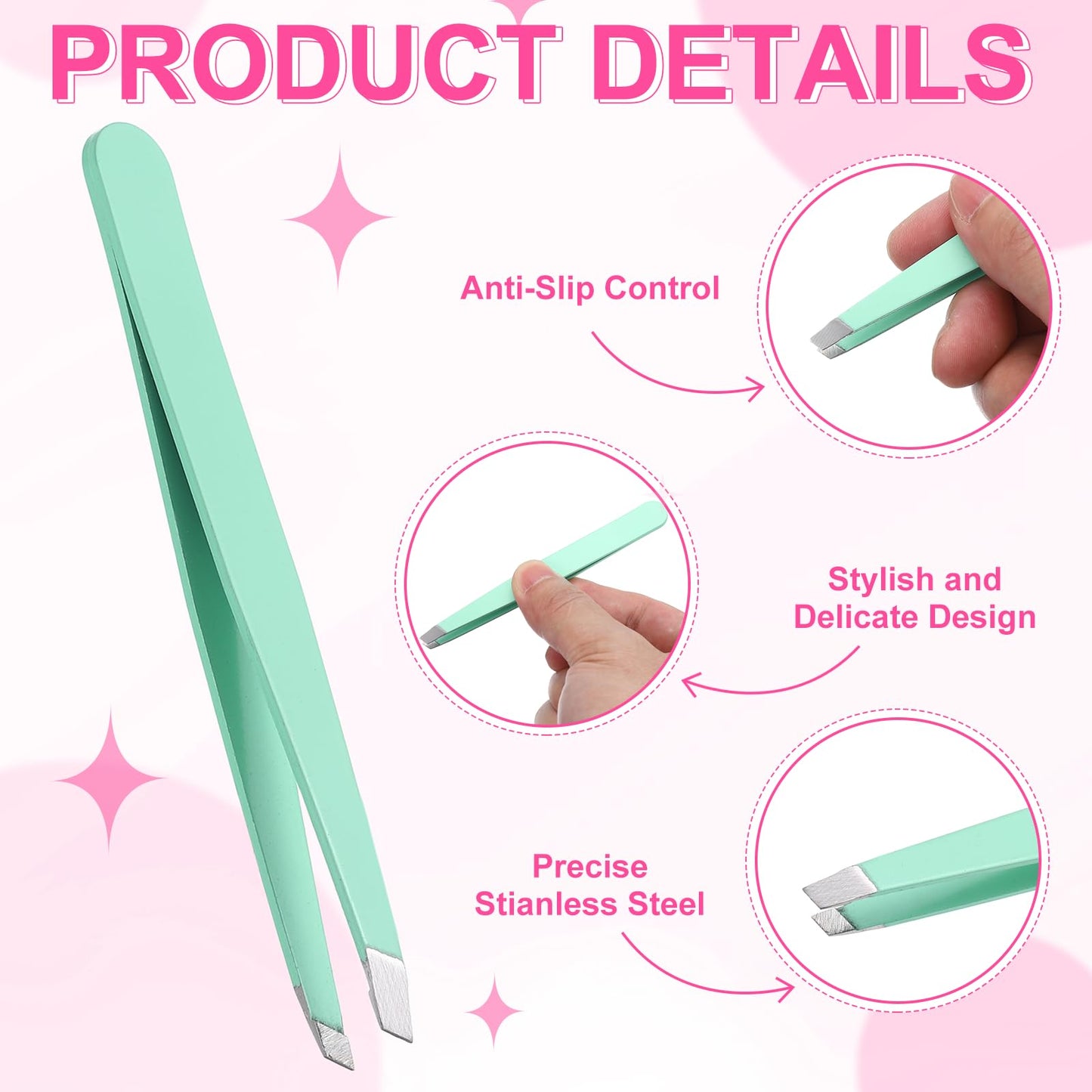 HARFINGTON 12Pcs Eyebrow Tweezers Set Stainless Steel Slanted Tip Beauty Tweezers Hair Plucking Casual Beauty Tools for Facial Hair Eyebrow, Green Beauty and Personal Care HARFINGTON