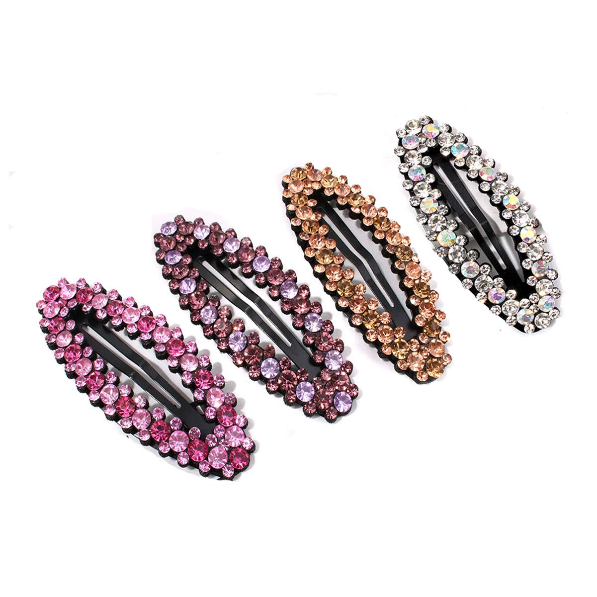 4 Pcs Shiny Rhinestone Snap Hair Clip Simple Fashion Alloy BB Clip Side Clip Hair Pins Hair Barrettes Women Hair Styling Accessories Beauty & Personal Care Teppylony