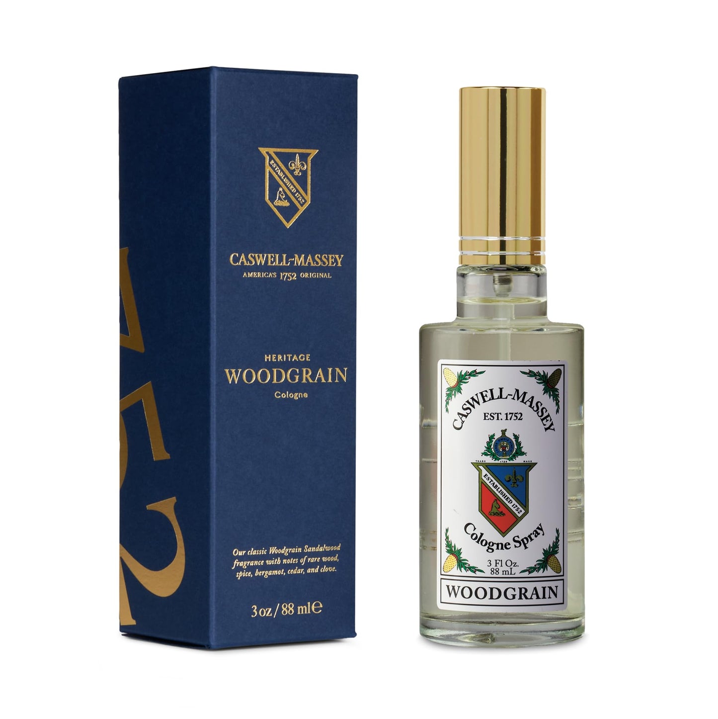 Caswell-Massey Woodgrain Sandalwood Gold Cap Cologne, Richly Sensual Santalum Album Men’s Cologne with Cedary and Hints of Citrusy Musk, 3 Fl Oz Beauty & Personal Care Caswell-Massey