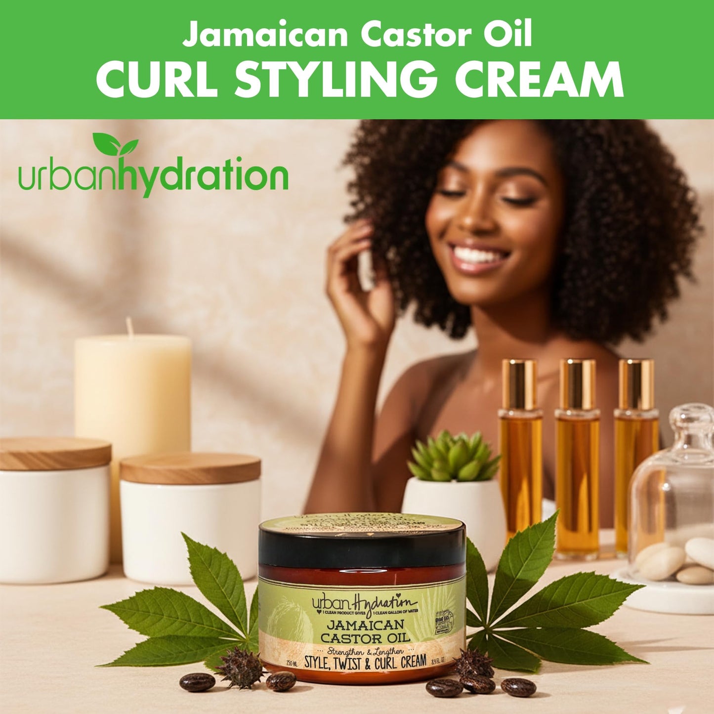 Urban Hydration Jamaican Castor Oil Curl Styling Cream | Sulfate, Paraben and Dye Free, Moisturizes, Thickens, Prevents Breakage and Lengthens Beauty & Personal Care Urban Hydration