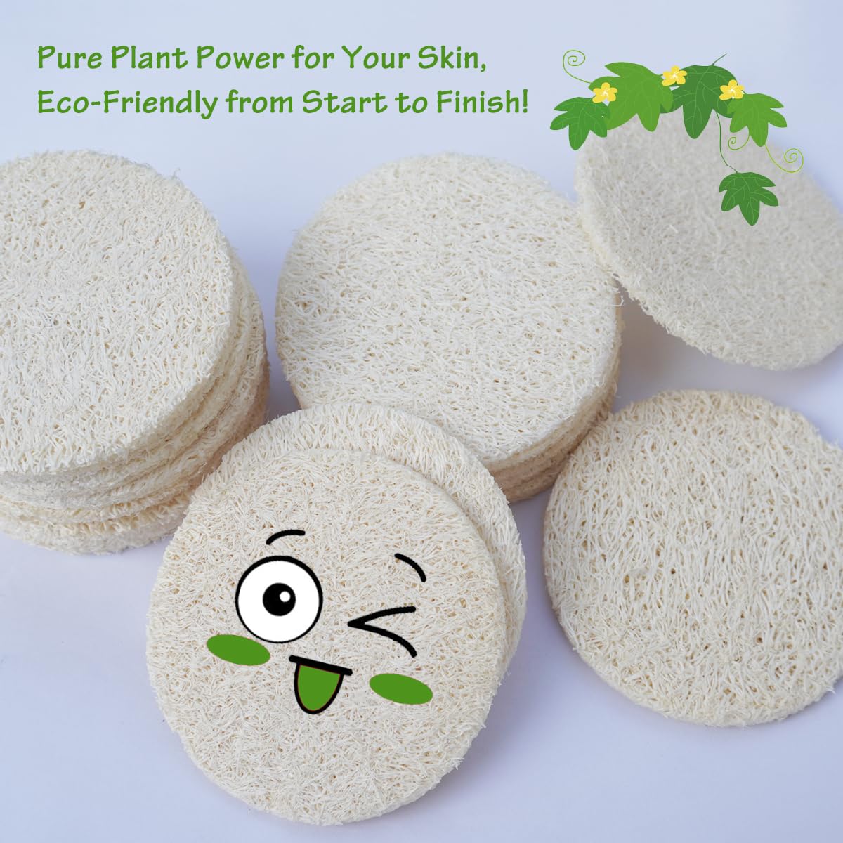 25-Pack Natural Loofah Exfoliating Face Pads - Gentle Facial Sponge & Scrubber for Daily Cleansing, Makeup & Dead Skin Removal - 100% Organic Beauty and Personal Care VeridianLife