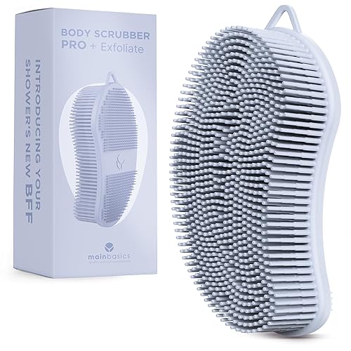 MainBasics Silicone Body Scrubber Dual-Sided Shower Loofah and Exfoliator (Frosted Sky, Exfoliate) Beauty & Personal Care MainBasics