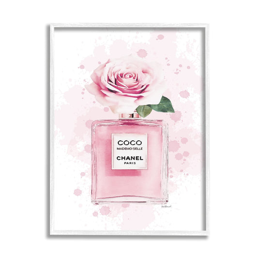 Stupell Industries Pink Flower Perfume Fashion Glam, Design by Amanda Greenwood White Framed Wall Art, 24 x 30 Beauty & Personal Care Stupell Industries