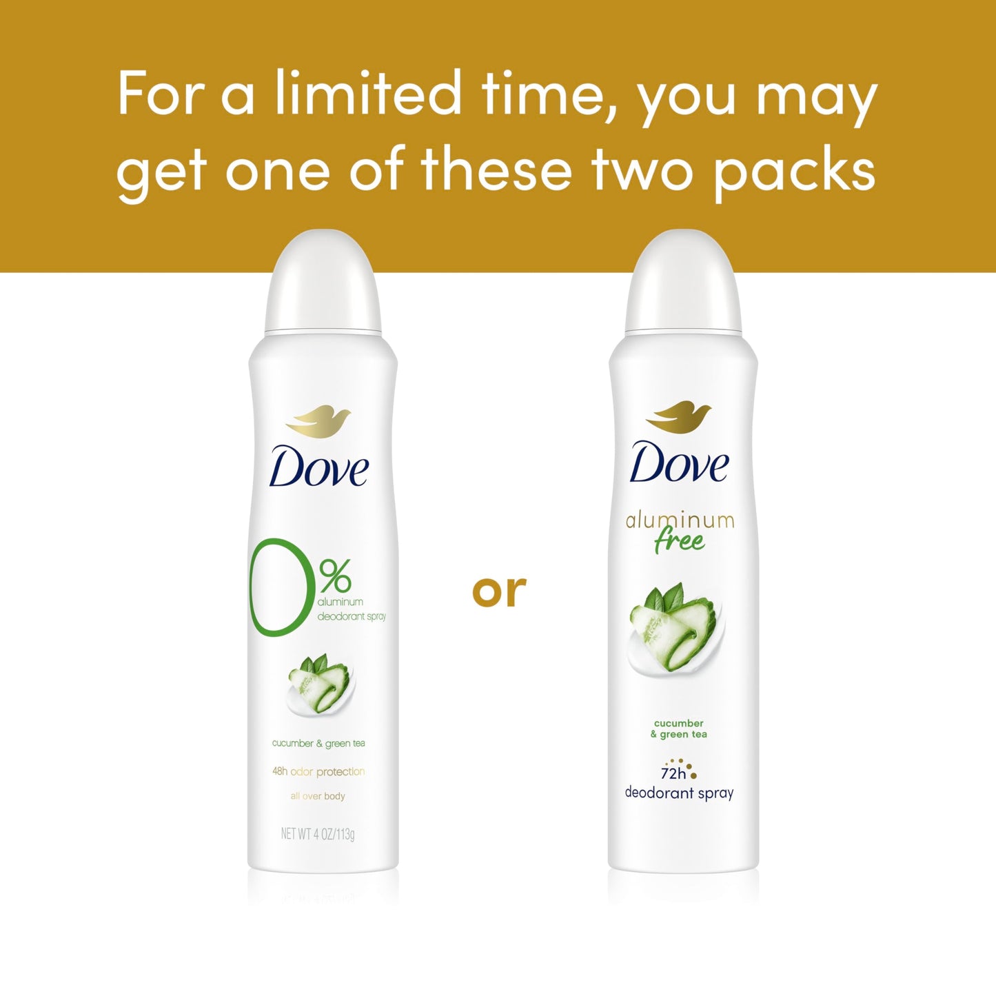 Dove Aluminum Free Deodorant Spray for Women 3 Count Cucumber & Green Tea 72 hour odor protection 4 oz Beauty and Personal Care Dove