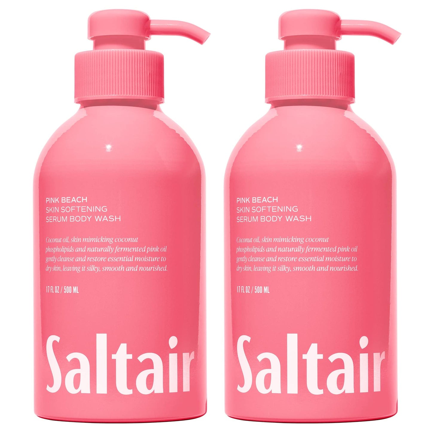 Saltair Body Wash 2-Pack - Moisturizing Body Wash with Hyaluronic Acid & Coconut Oil - Scented Shower Gel for Women and Men - Pink Beach Scent, 2x Beauty & Personal Care Saltair