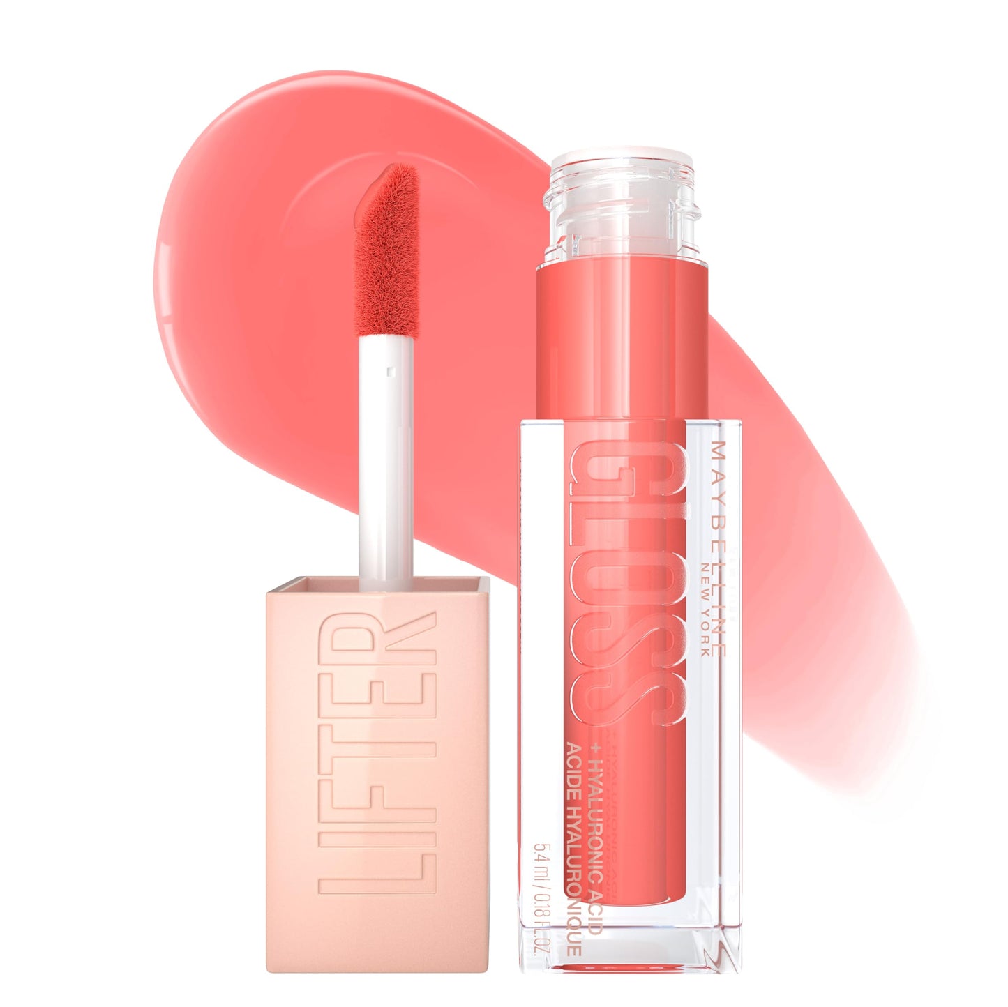 MAYBELLINE New York Lifter Gloss Hydrating Lip Gloss with Hyaluronic Acid, Peach Ring, Sheer Peach, 1 Count Beauty & Personal Care MAYBELLINE