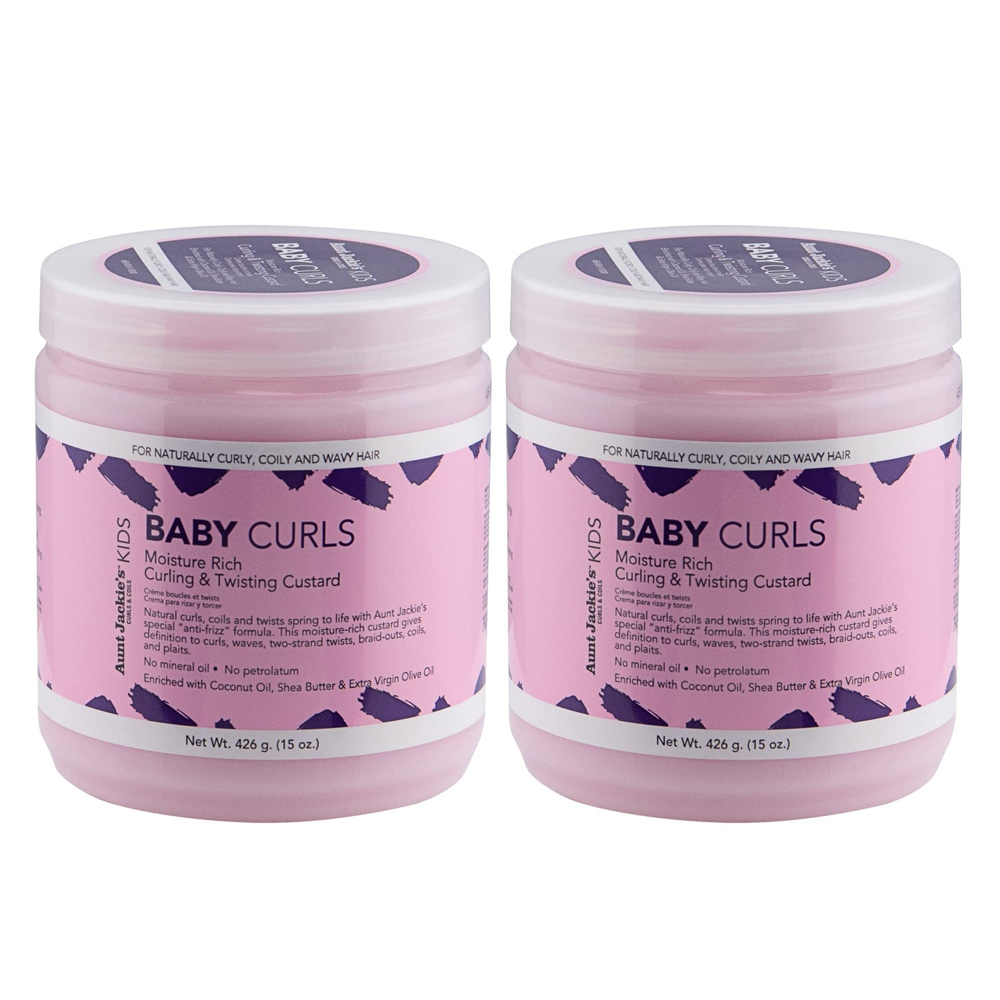Aunt Jackie's Kids Baby Curls, Moisture Rich Curling and Twisting Custard for Naturally Curly, Coily and Wavy Hair, 15 oz, 2 Pack Beauty & Personal Care Aunt Jackie's