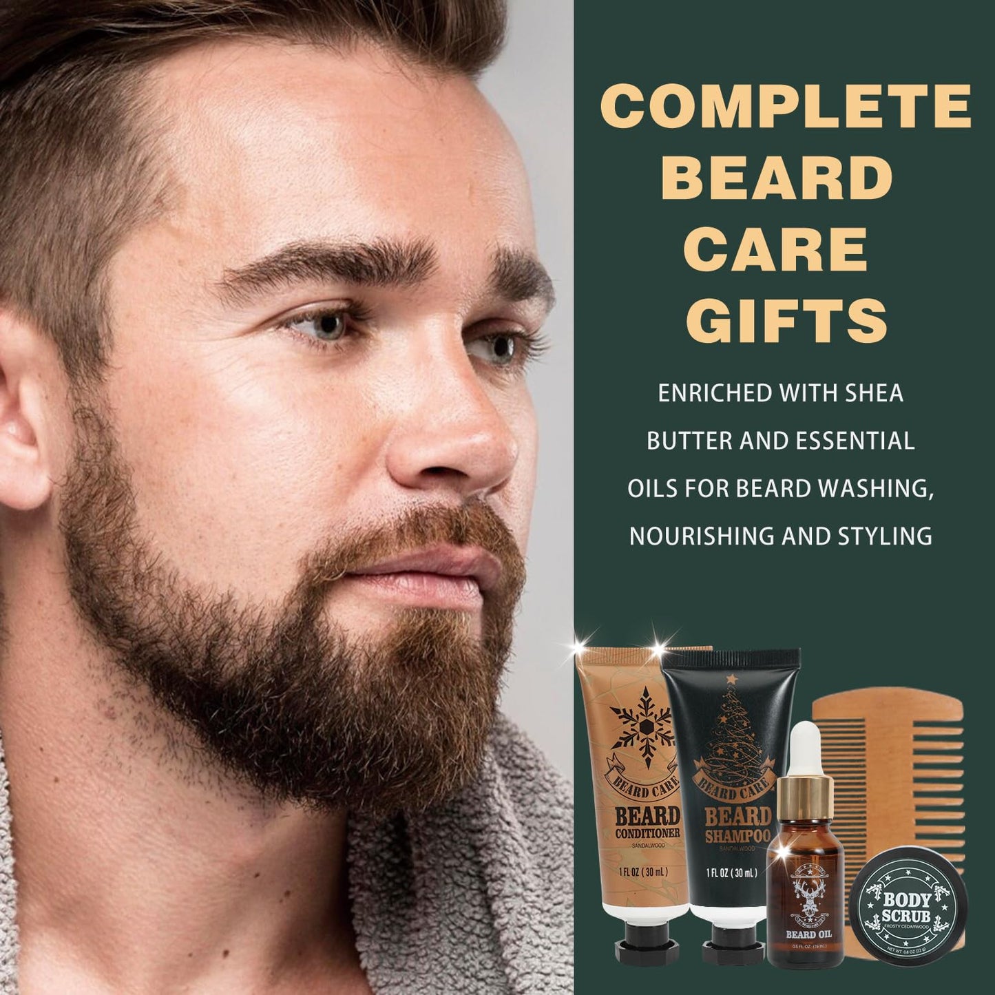Advent Calendar 2025 Mens, 24PCS Beard Care Grooming Set 24-Day Mens Advent Skincare Calendar for Adults 2025 Countdown Calendar Perfect Christmas Beauty and Personal Care BODY & EARTH