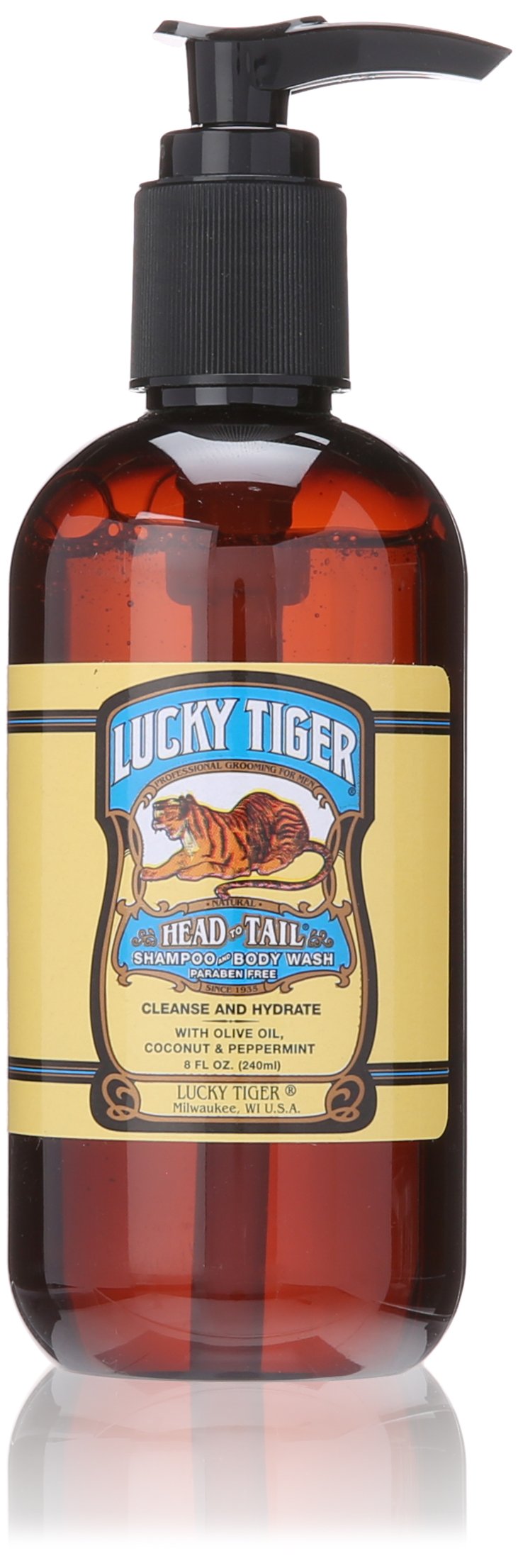 Lucky Tiger Shampoo and Body Wash (8 Oz) - All-in-One Mens Body Wash & Daily Shampoo - Invigorating Peppermint & Rosemary Formula -Sulfate-Free Beauty & Personal Care Lucky Tiger