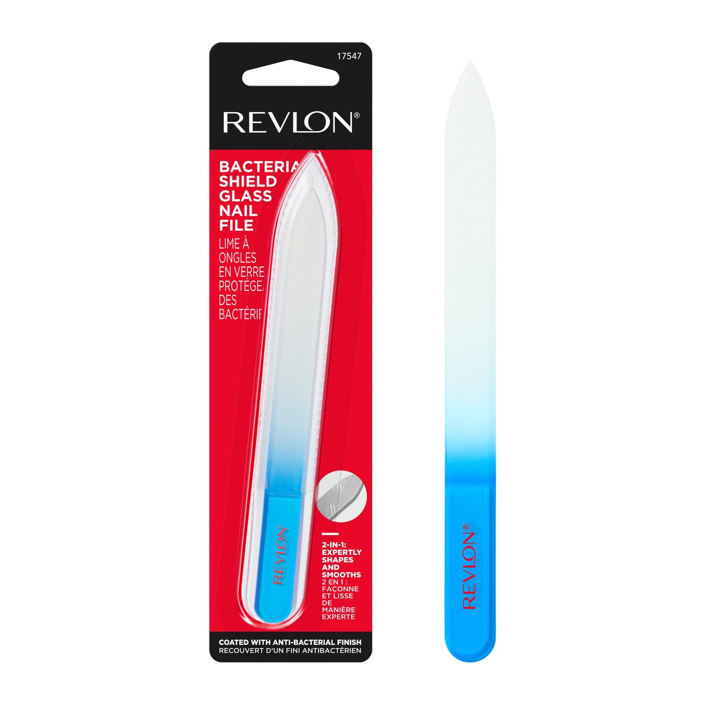 Revlon Glass Nail File, Manicure Tool for Shaping Natural Fingernails, Self-Cleaning with Bacteria Shield Technology, 1 Count Beauty & Personal Care REVLON